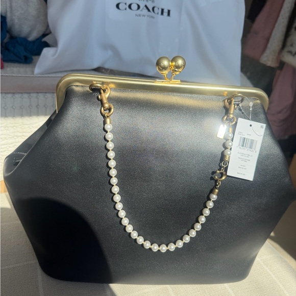 Coach Handbags - Coach Black Large Frame Kisslock Bag